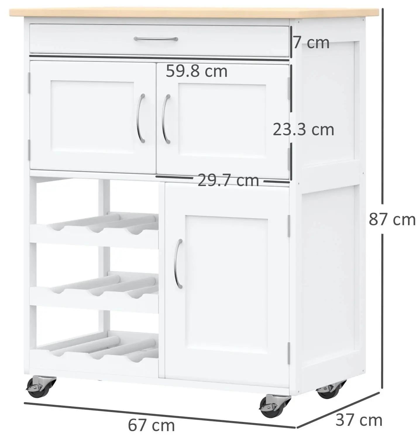 Сервировочная тележка Homcom 801-179 (White/Natural) - 4