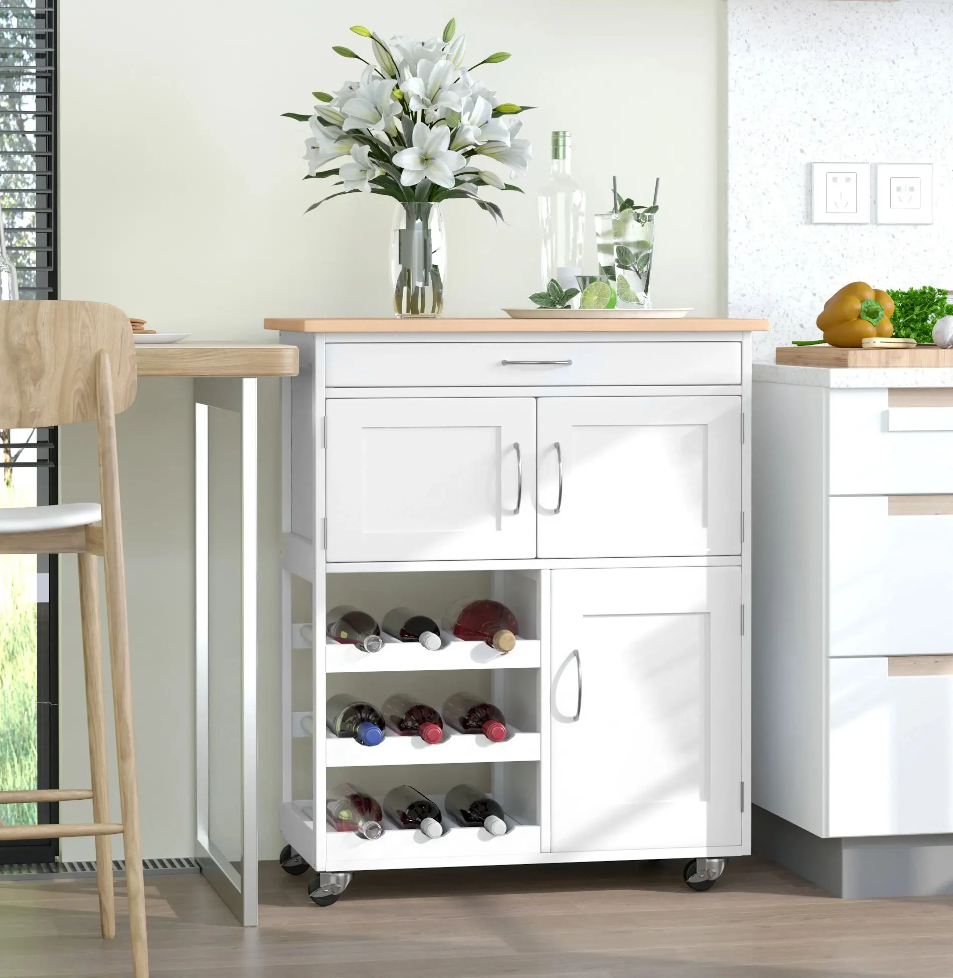 Сервировочная тележка Homcom 801-179 (White/Natural) - 10