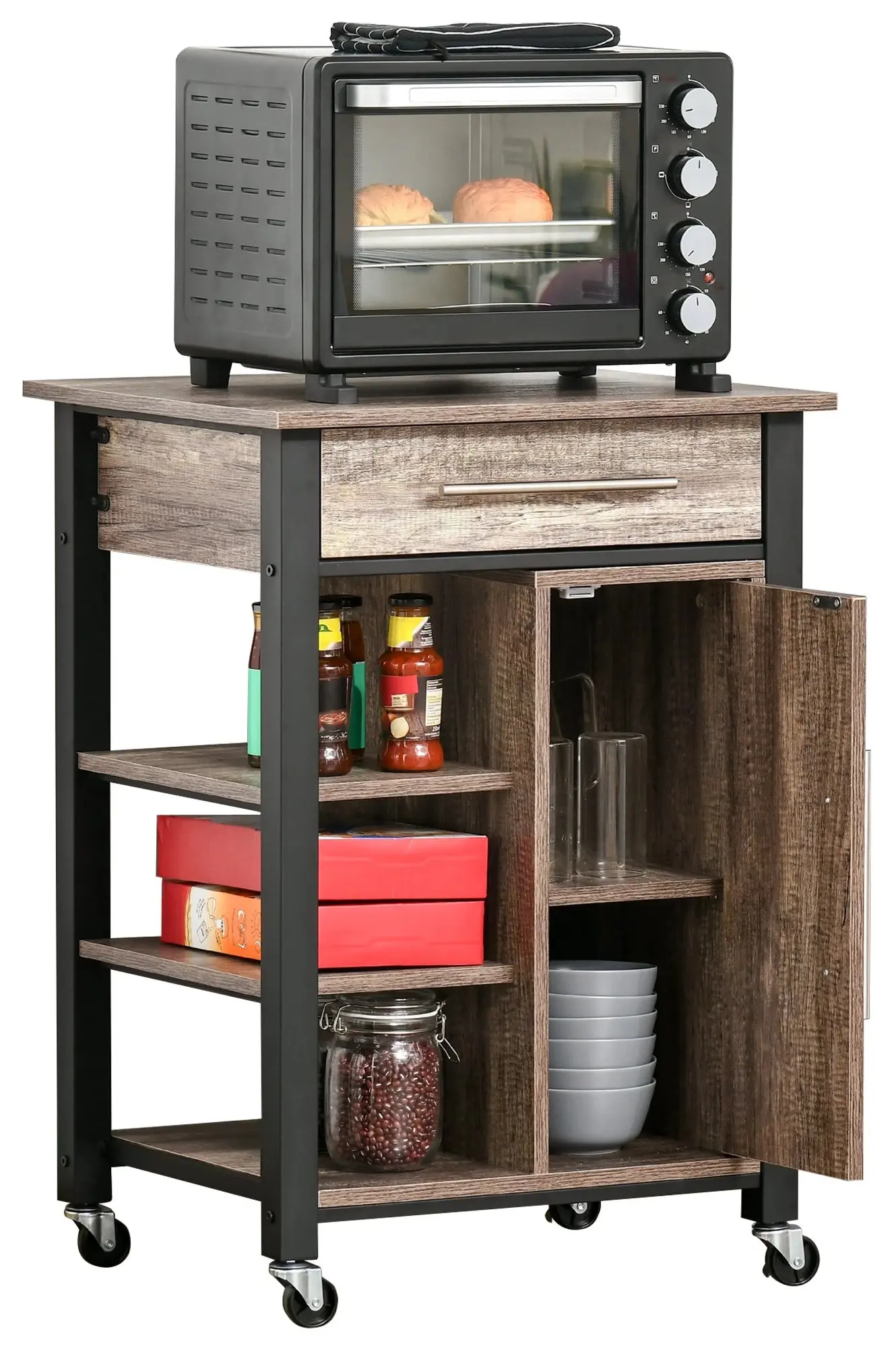 Сервировочная тележка Homcom 801-180 (Oak/Black) - 4