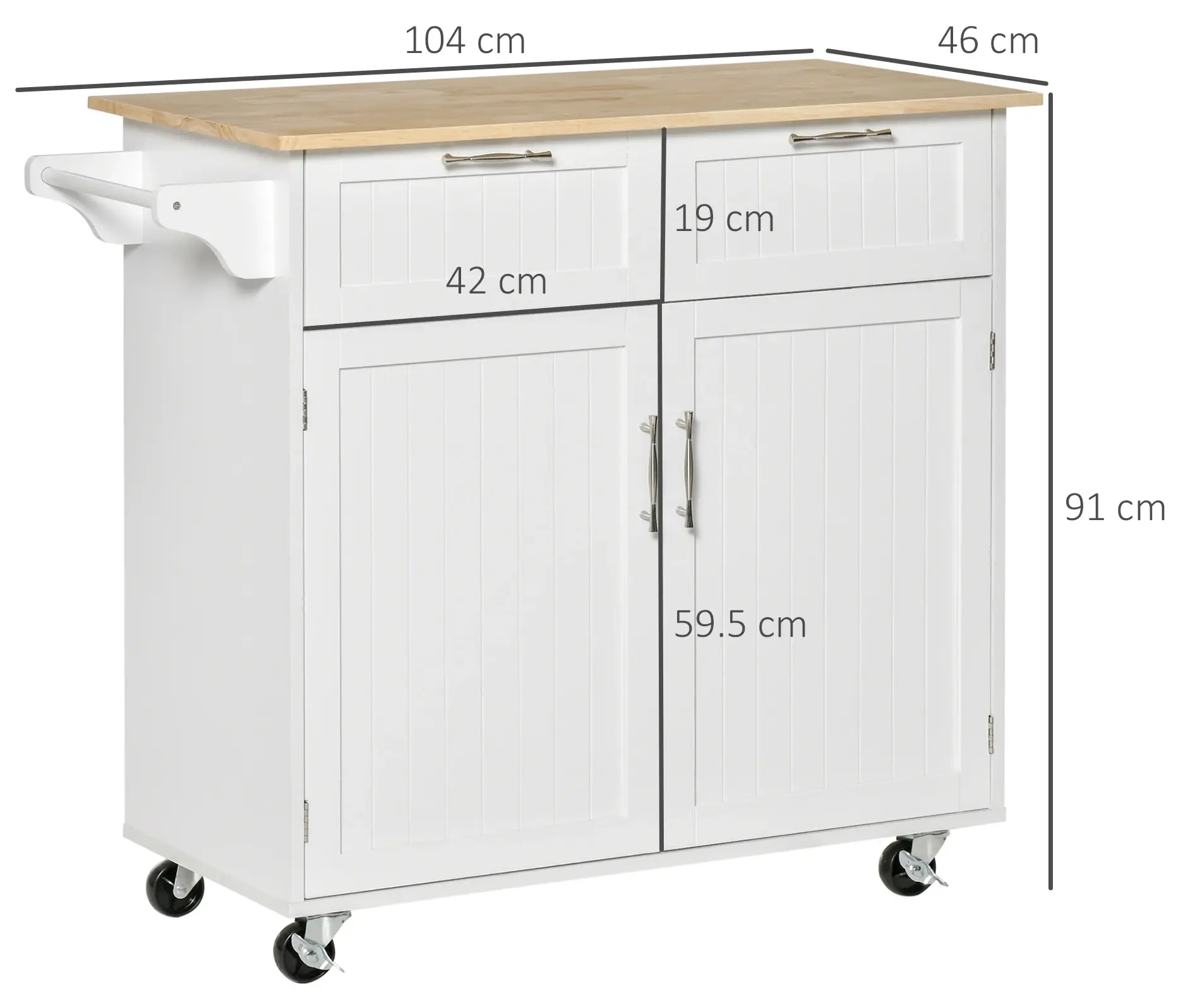 Сервировочная тележка Homcom 801-203 (White/Natural) - 3