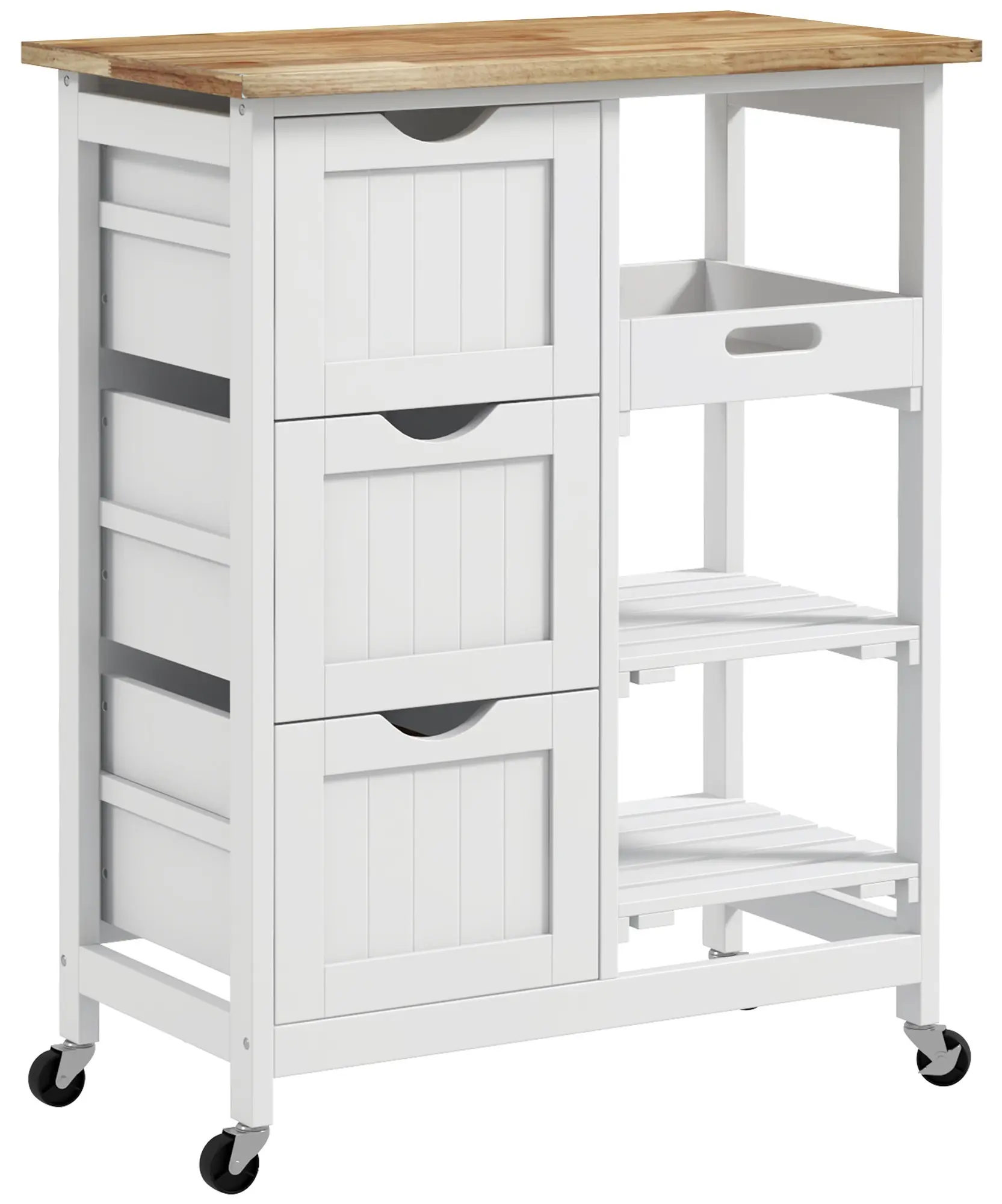Сервировочная тележка Homcom 801-213V81WT (White/Natural) - 2