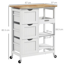 Сервировочная тележка Homcom 801-213V81WT (White/Natural) Thumb