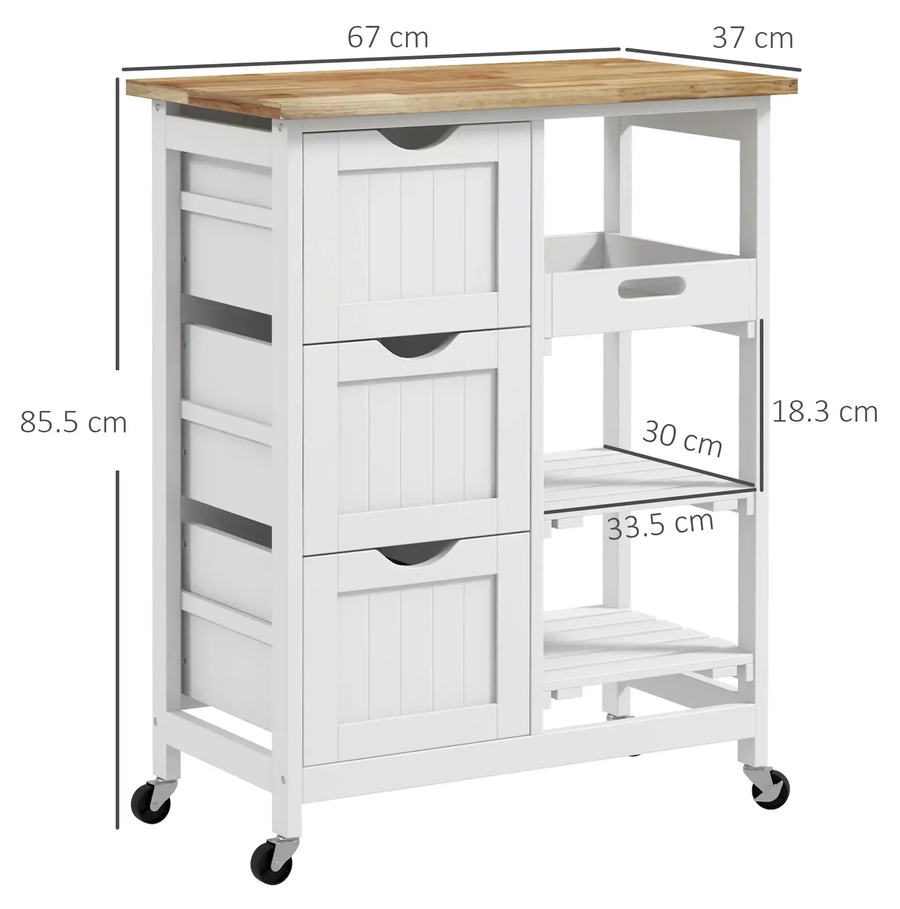 Сервировочная тележка Homcom 801-213V81WT (White/Natural) - 4