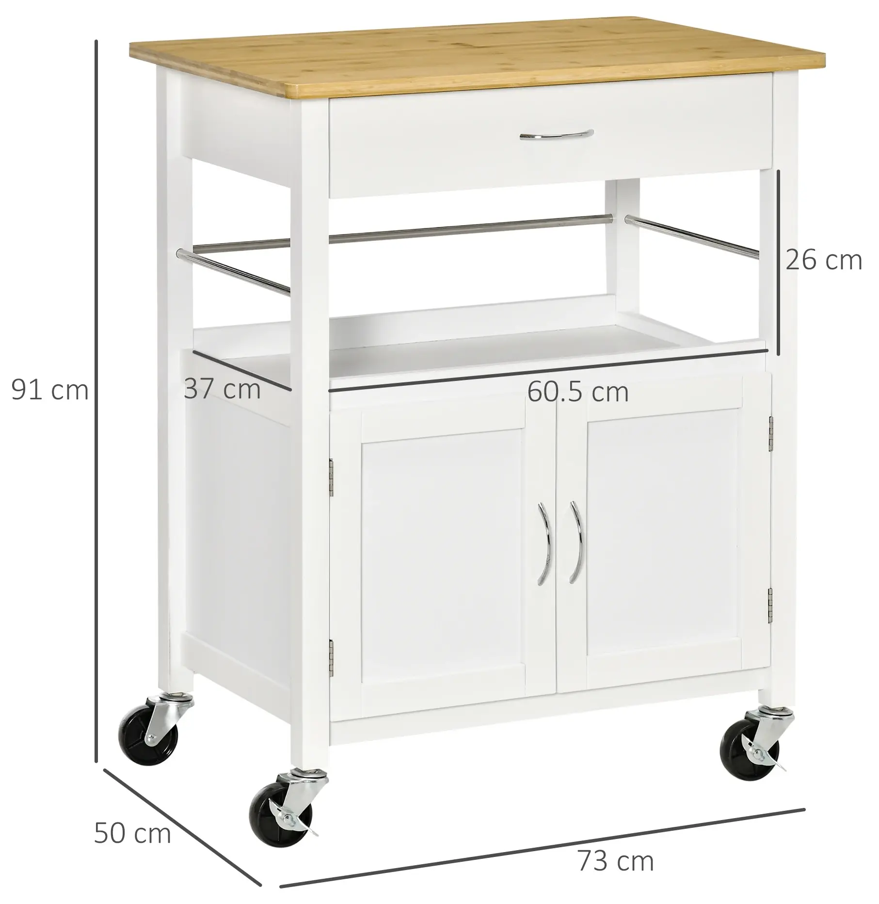 Сервировочная тележка Homcom 801-215 (White/Natural) - 3