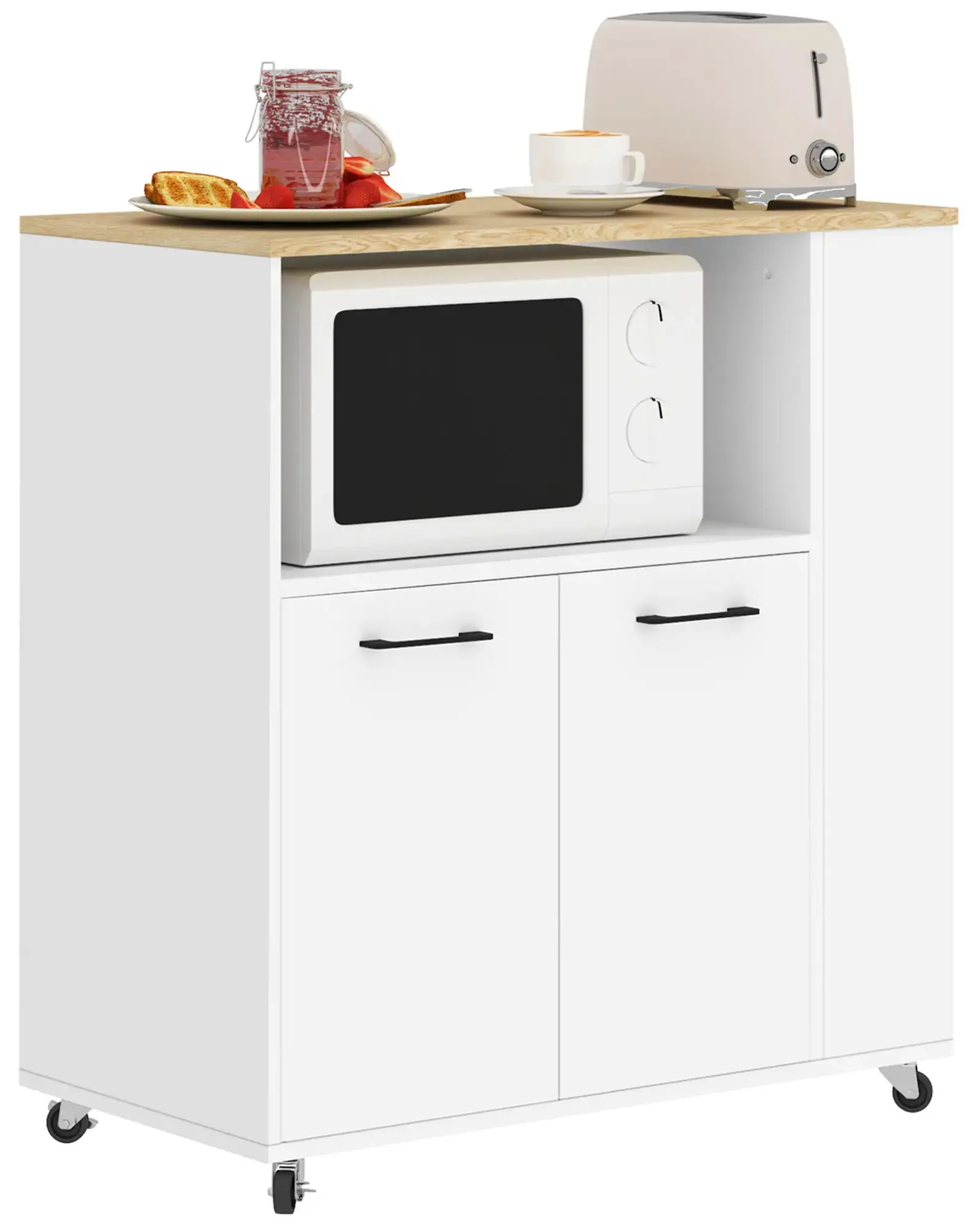 Сервировочная тележка Homcom 801-337V00WT (White/Oak) - 2