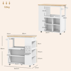 Сервировочная тележка Homcom 801-371V80WT (White) Thumb