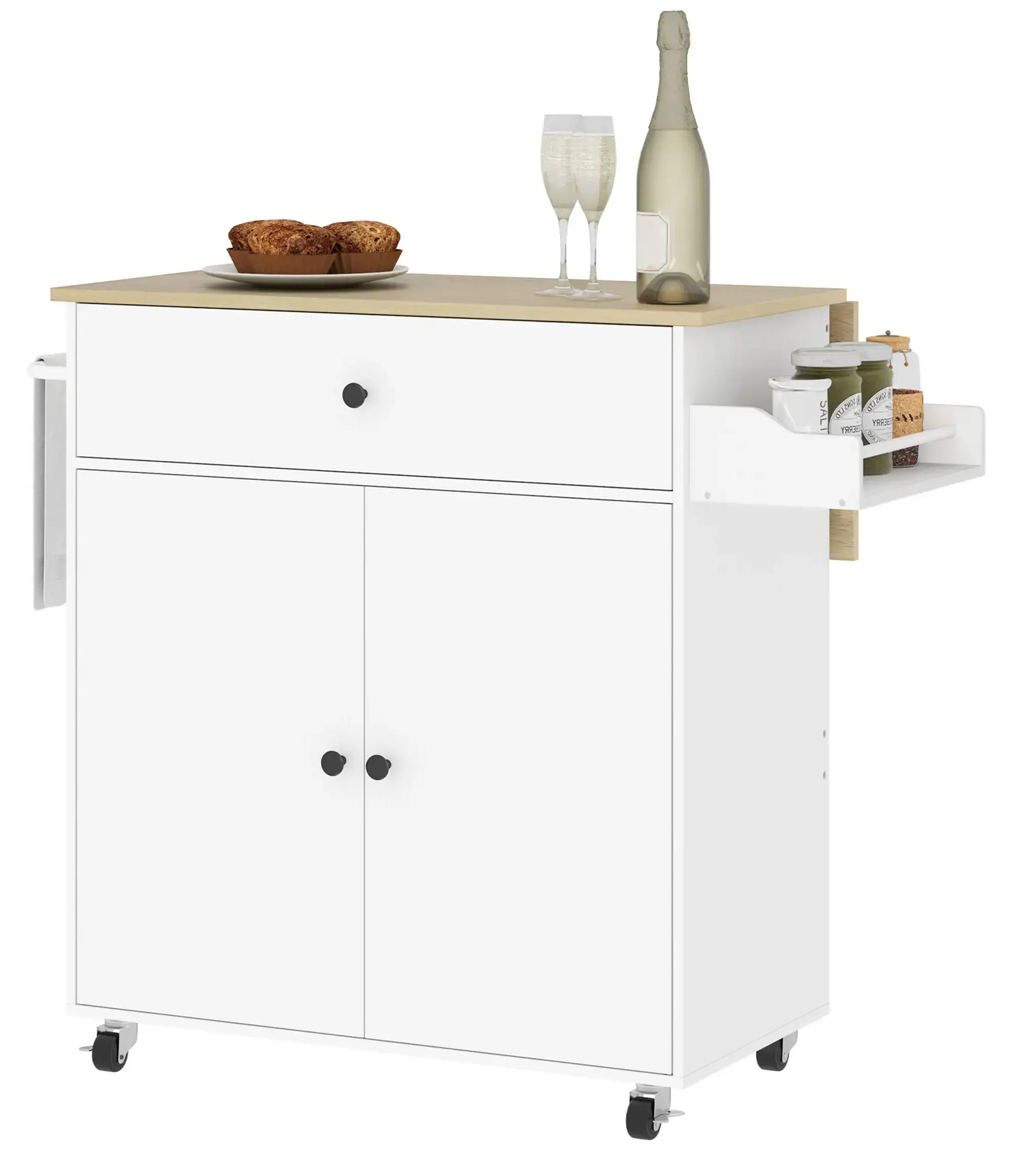 Сервировочная тележка Homcom 801-376V90WT (White/Oak) - 3