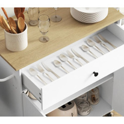 Сервировочная тележка Homcom 801-376V90WT (White/Oak) Thumb