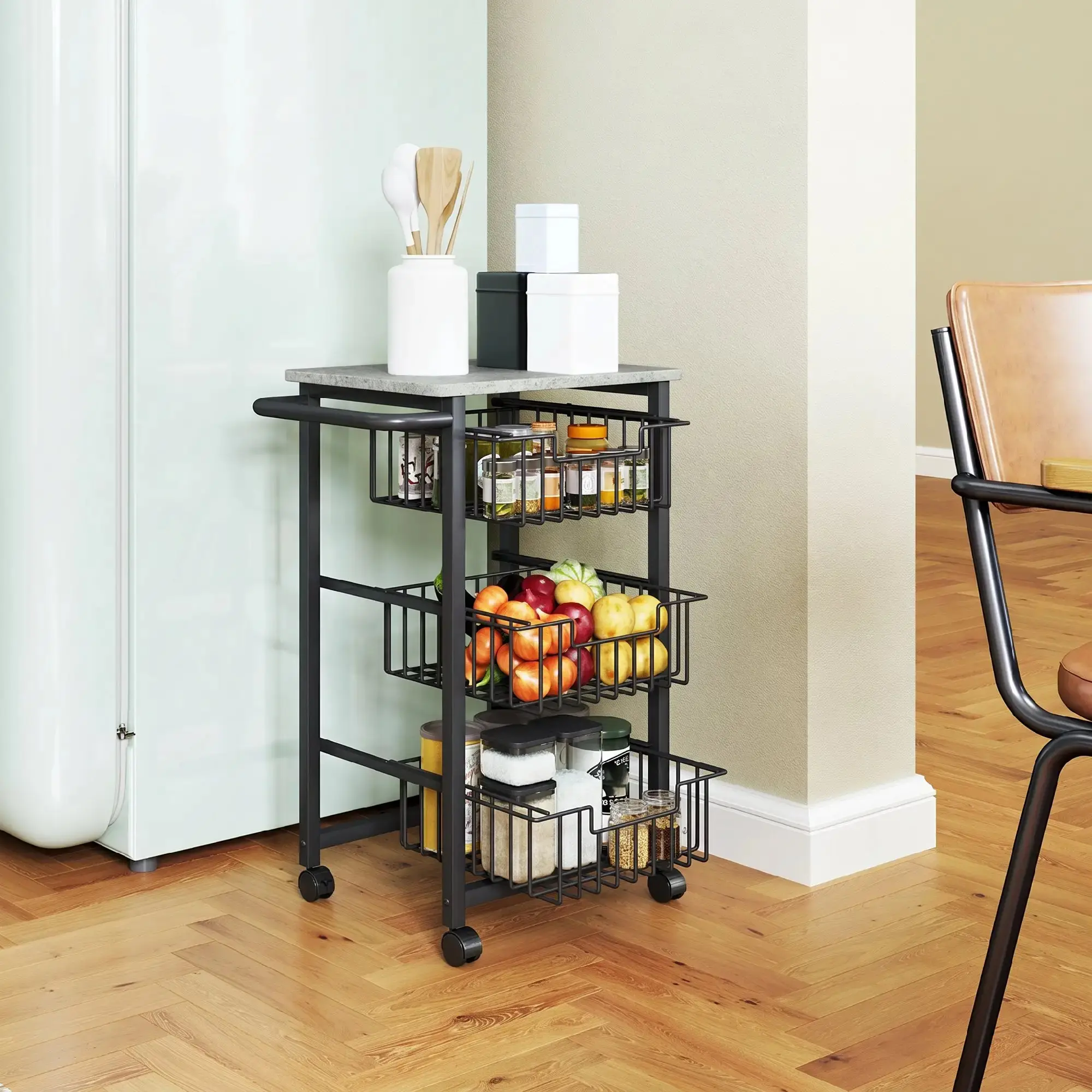 Сервировочная тележка Homcom 801-379V00LG (Black/Light Grey) - 8