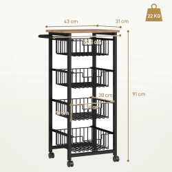 Сервировочная тележка Homcom 801-379V01AK (Black/Oak) Thumb
