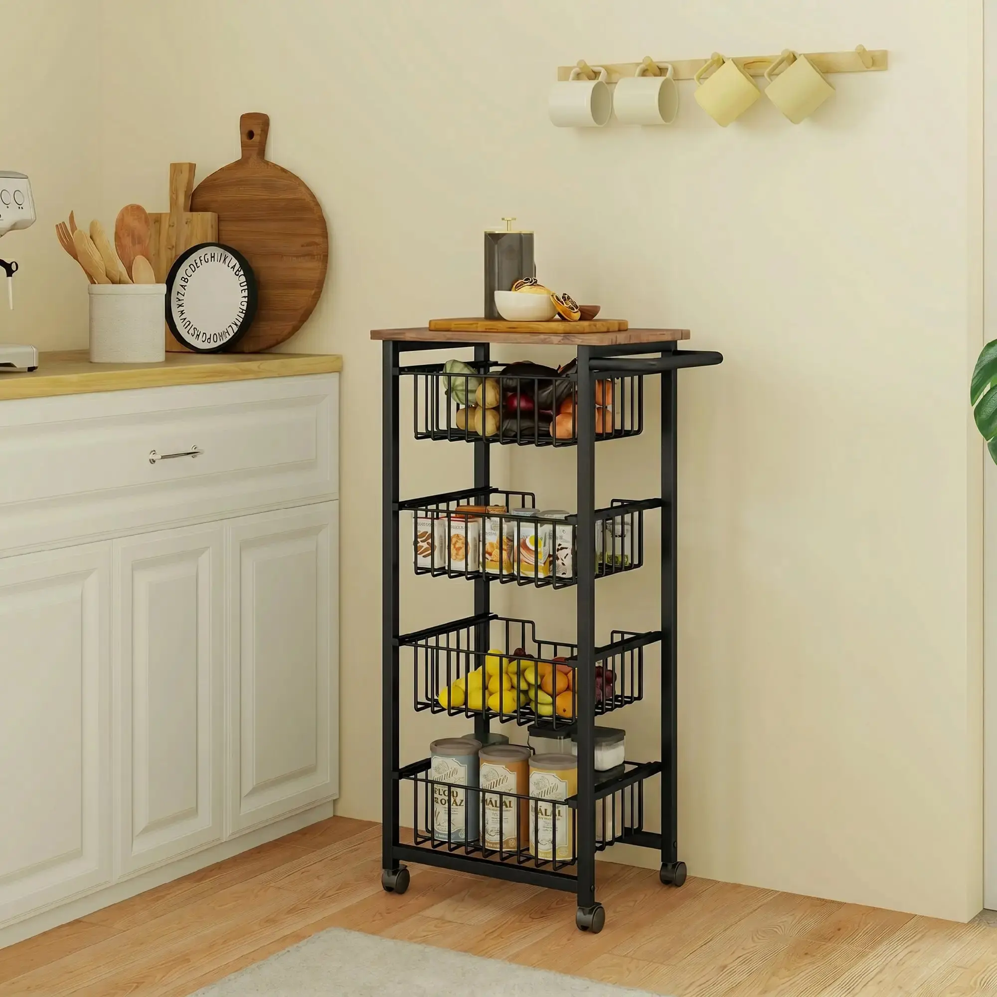 Сервировочная тележка Homcom 801-379V01AK (Black/Oak) - 5