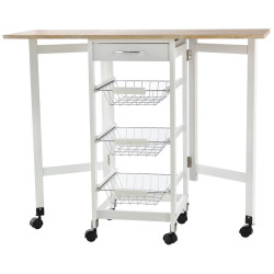 Masa-carucior de servire Homcom 801-125 (White/Oak) Thumb