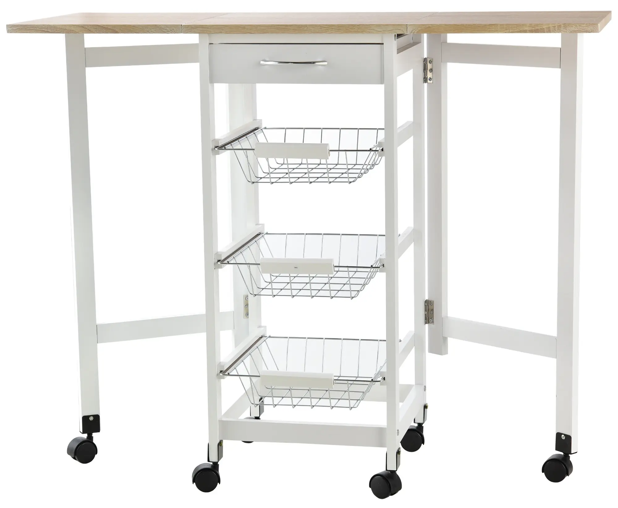 Masa-carucior de servire Homcom 801-125 (White/Oak) - 2