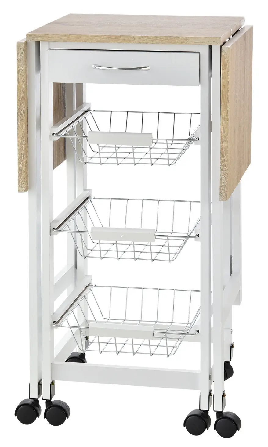 Masa-carucior de servire Homcom 801-125 (White/Oak) - 3