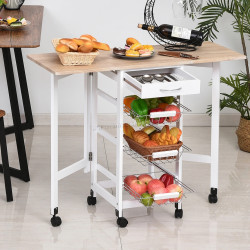 Masa-carucior de servire Homcom 801-125 (White/Oak)