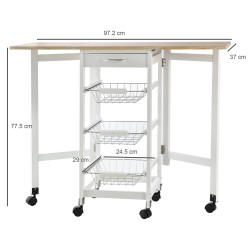 Masa-carucior de servire Homcom 801-125 (White/Oak) Thumb