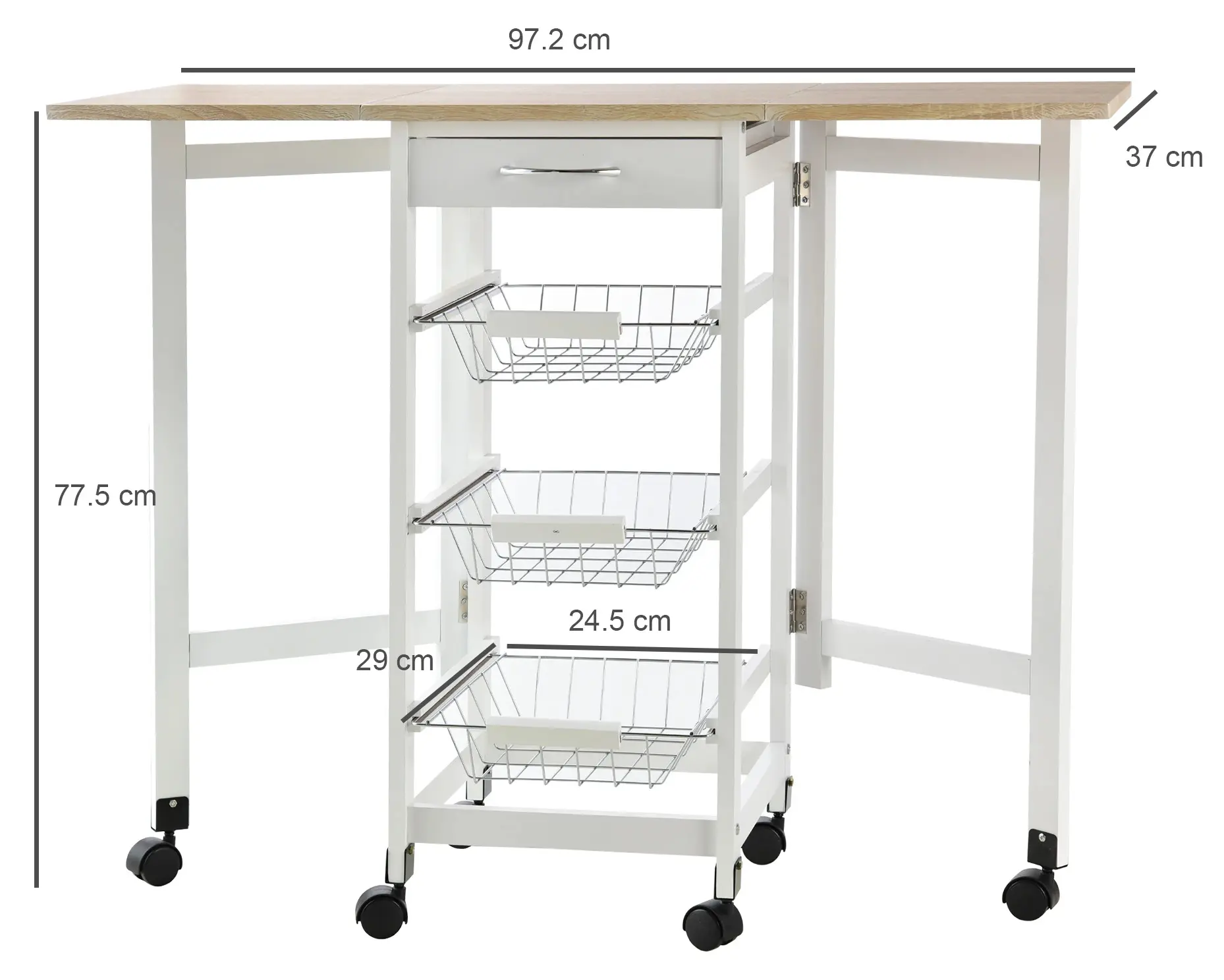 Masa-carucior de servire Homcom 801-125 (White/Oak) - 4