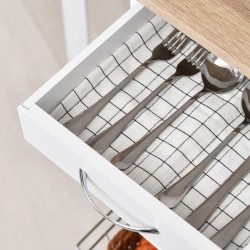 Masa-carucior de servire Homcom 801-125 (White/Oak) Thumb