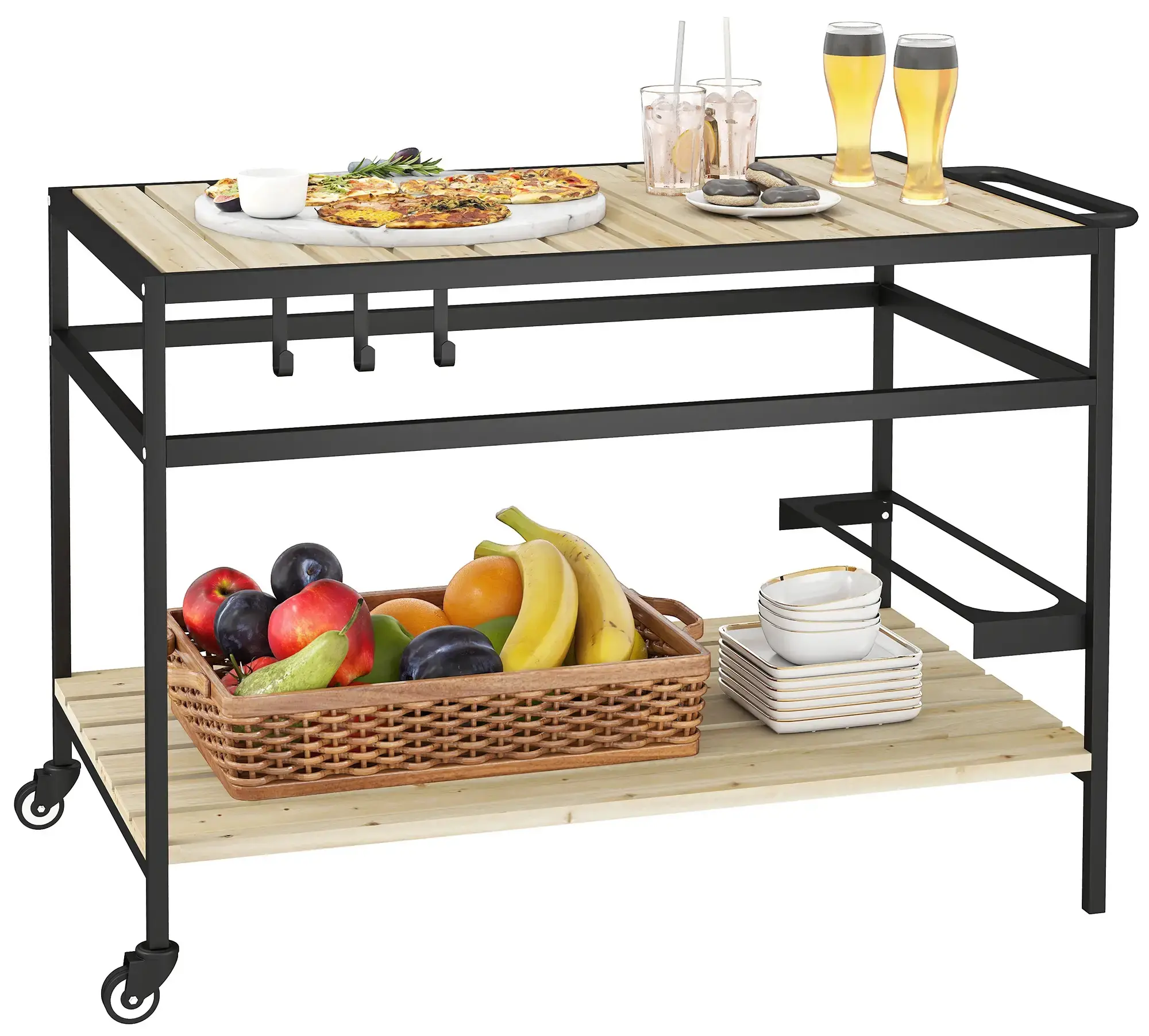 Сервировочный столик Outsunny 84B-999V00ND (Natural/Black) - 2