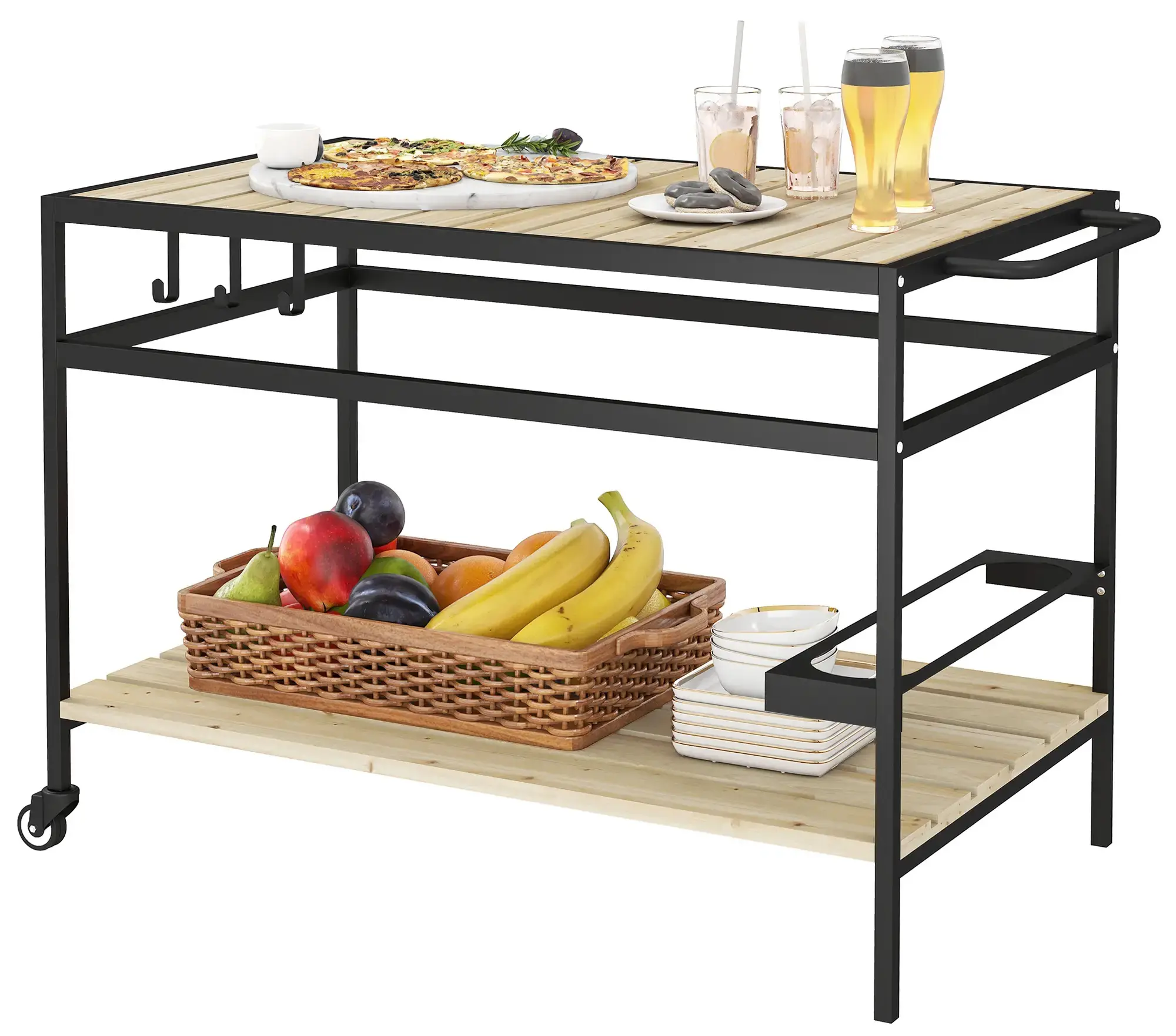 Сервировочный столик Outsunny 84B-999V00ND (Natural/Black) - 3