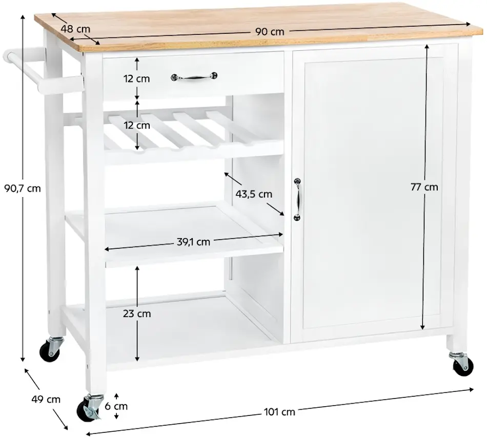 Шкафчик-тележка Tempo Kondela Robins (White/Natural) - 6