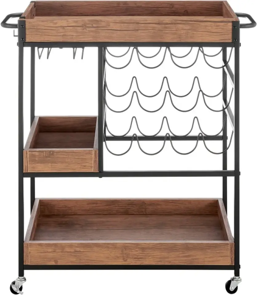 Стол сервировочный Tempo Kondela Portis (Dark Oak/Black) - 3