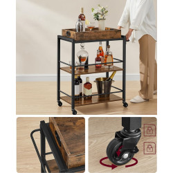 Сервировочная тележка Vasagle LRC72X (Rustic Brown/Black) Thumb