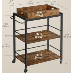Сервировочная тележка Vasagle LRC72X (Rustic Brown/Black) Thumb