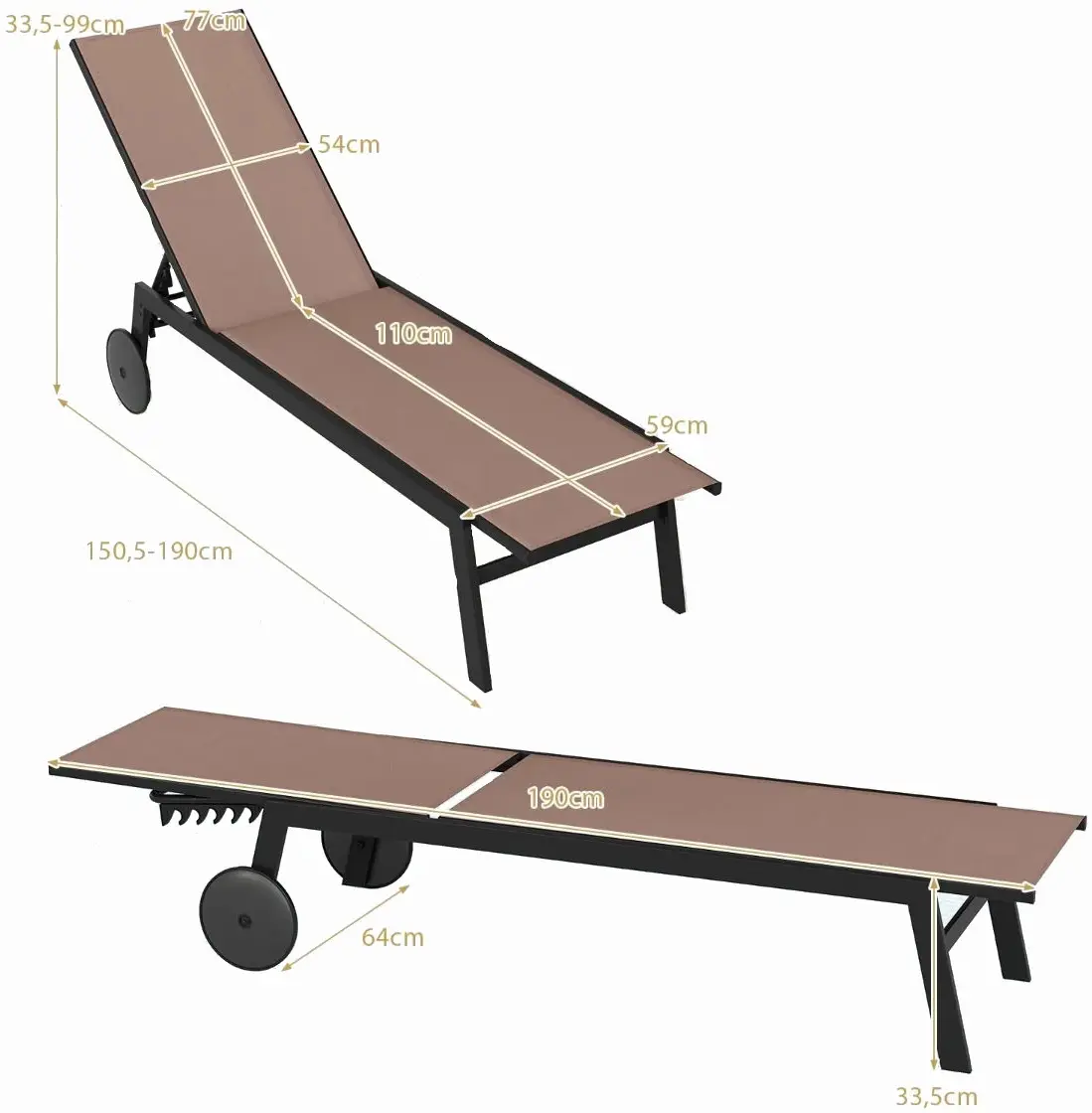 Комплект шезлонгов NP12860CF-2 (Brown) - 3