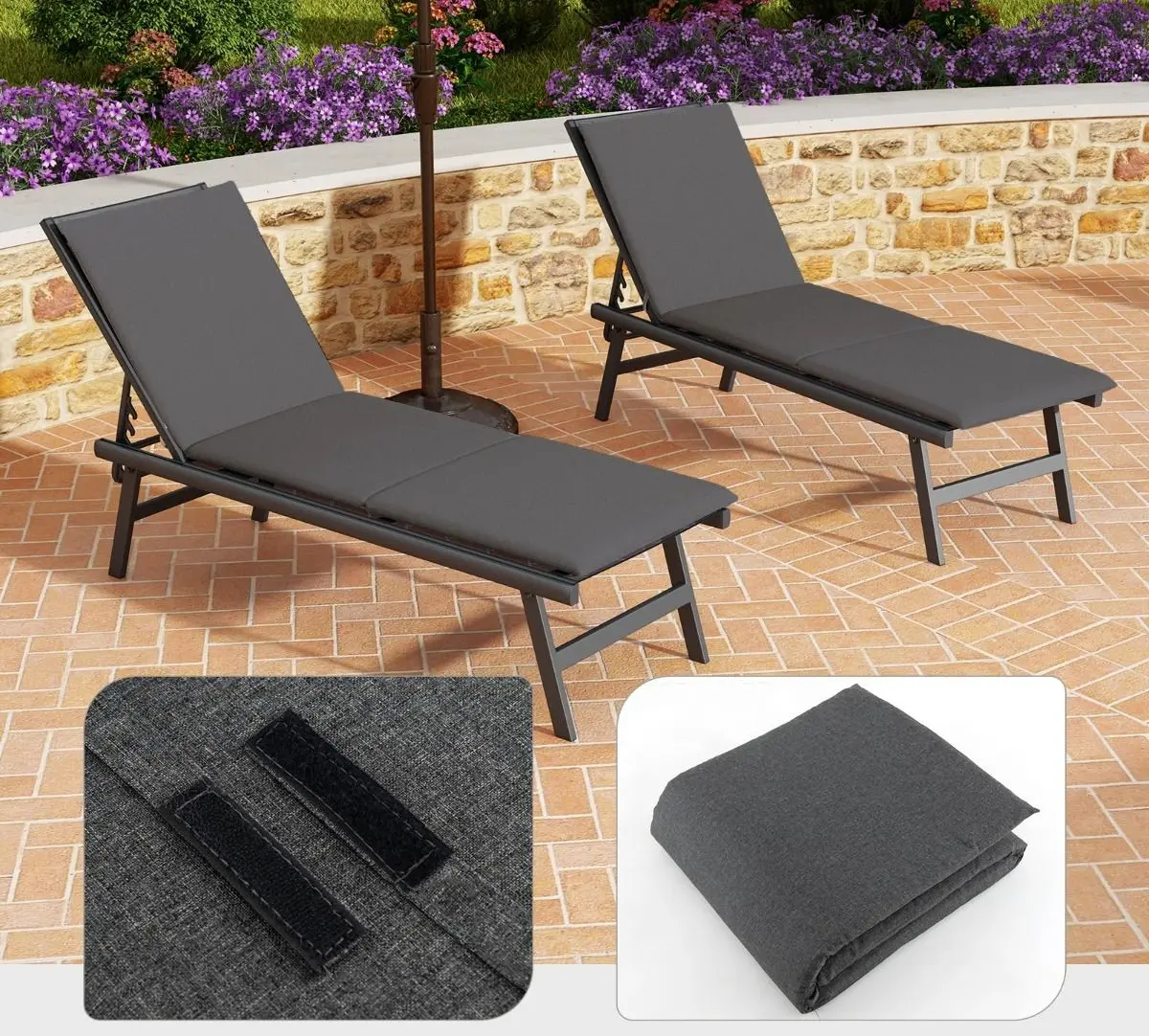 Saltea pentru sezlong Costway NP11525HS-1 (Grey) - 5