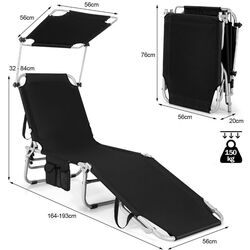 Шезлонг Costway NP10027BK (Black) Thumb