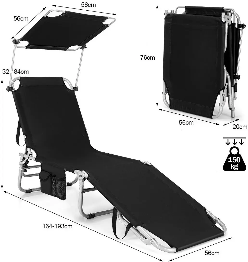 Шезлонг Costway NP10027BK (Black)