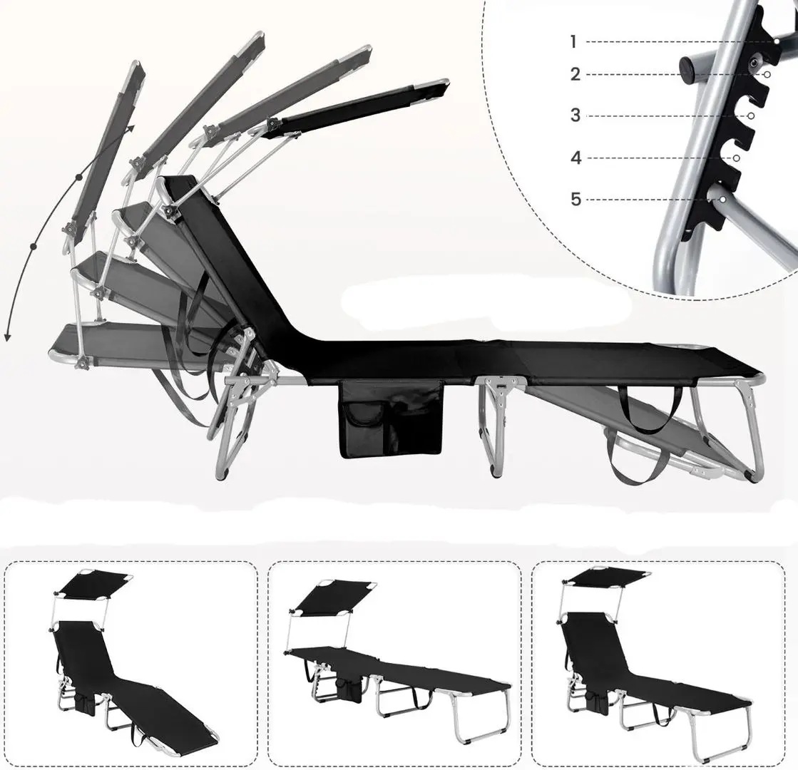 Шезлонг Costway NP10027BK (Black)