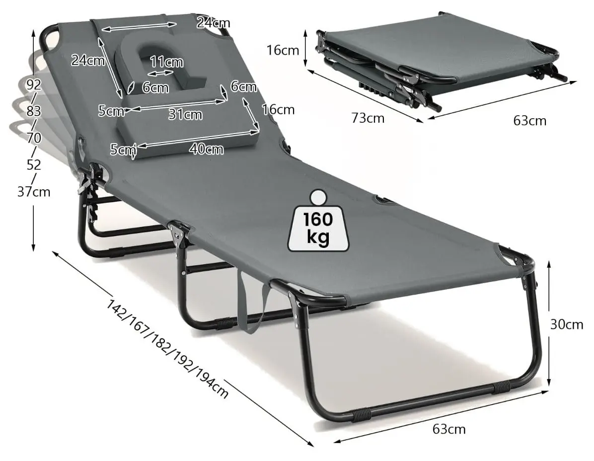 Sezlong Costway NP10947GR (Grey)