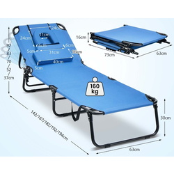 Шезлонг Costway NP10947NY (Blue) Thumb