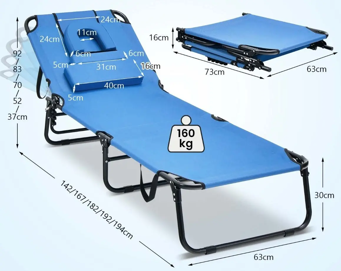 Шезлонг Costway NP10947NY (Blue)