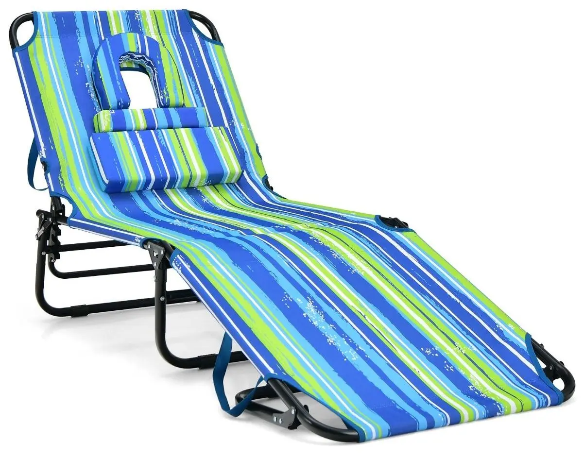 Шезлонг Costway NP10947TW (Green/Blue)