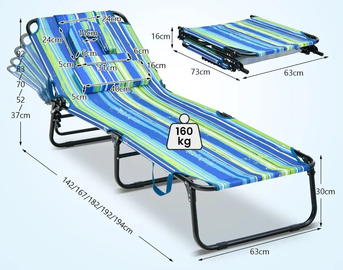 Шезлонг Costway NP10947TW (Green/Blue)