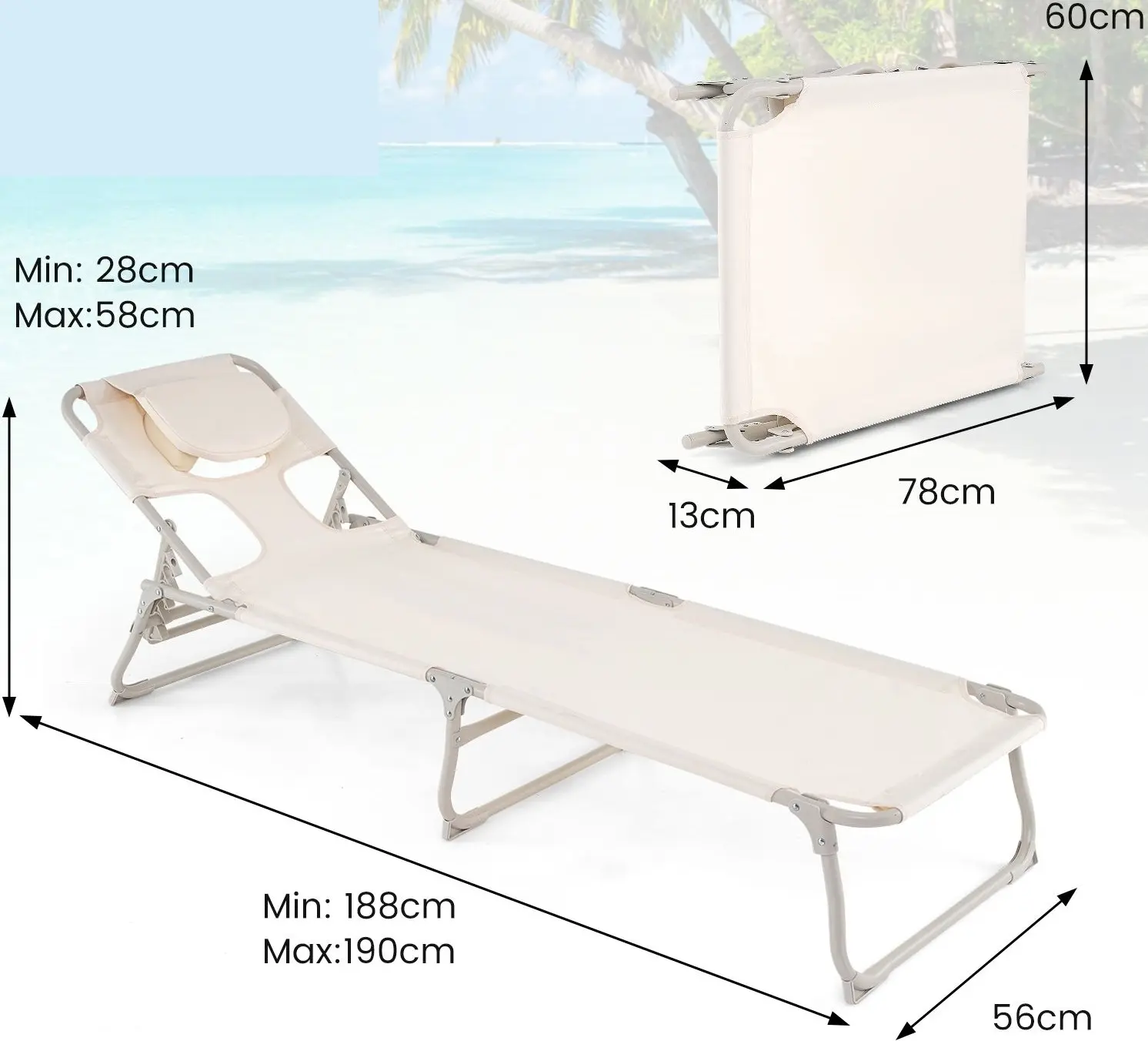 Шезлонг Costway NP11625BE (Beige) - 3