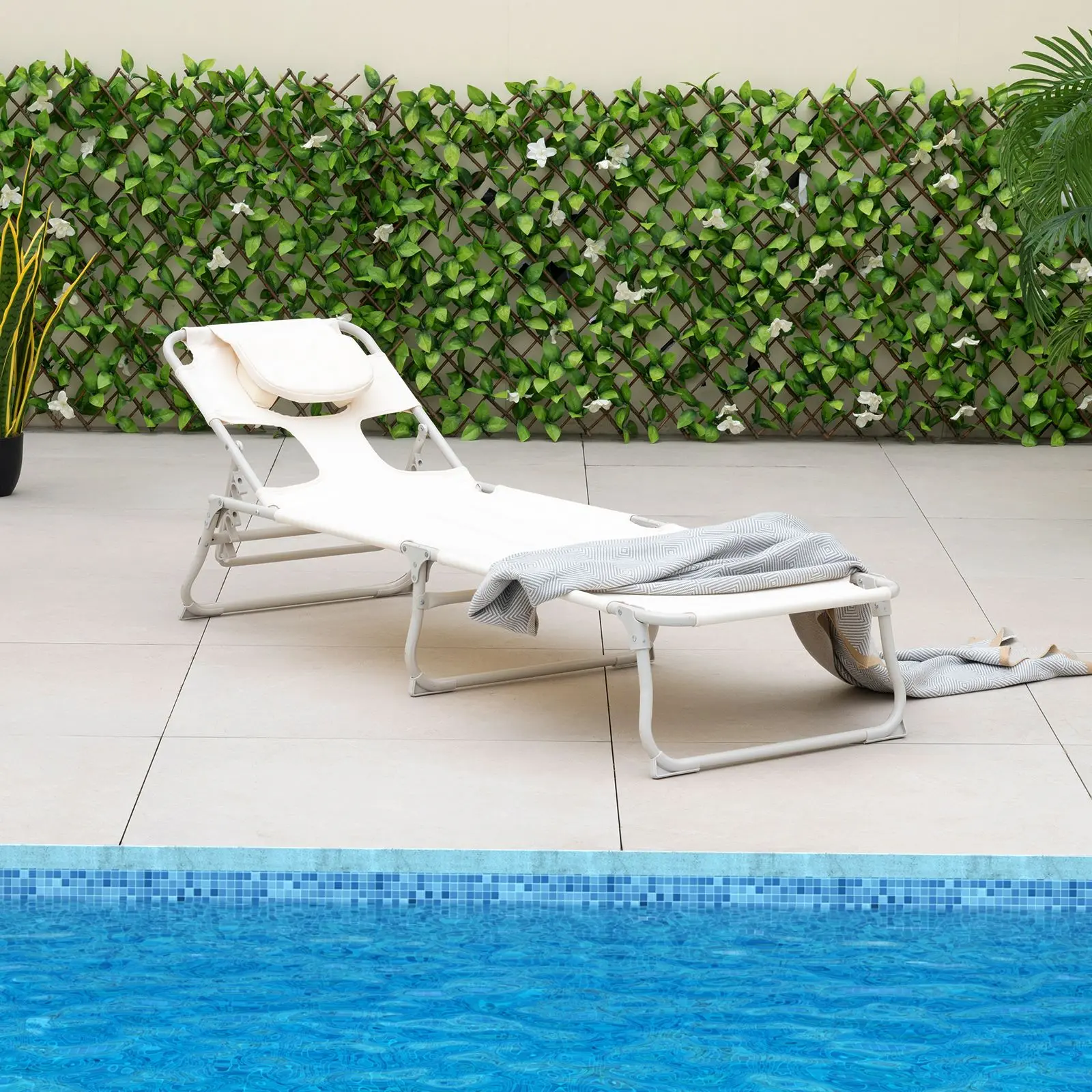 Шезлонг Costway NP11625BE (Beige) - 4