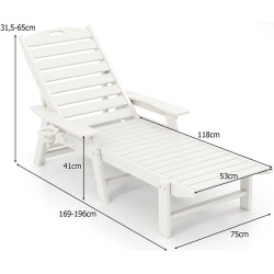 Шезлонг Costway NP11981WH (White) Thumb