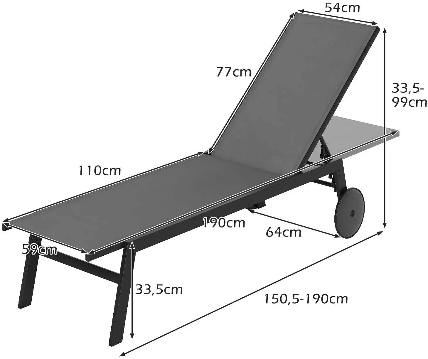 Шезлонг Costway NP12860GR-1 (Grey) - 3