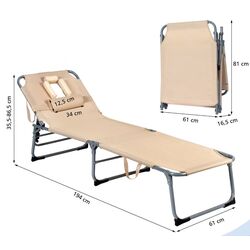 Шезлонг Costway OP70561SA (Beige) Thumb