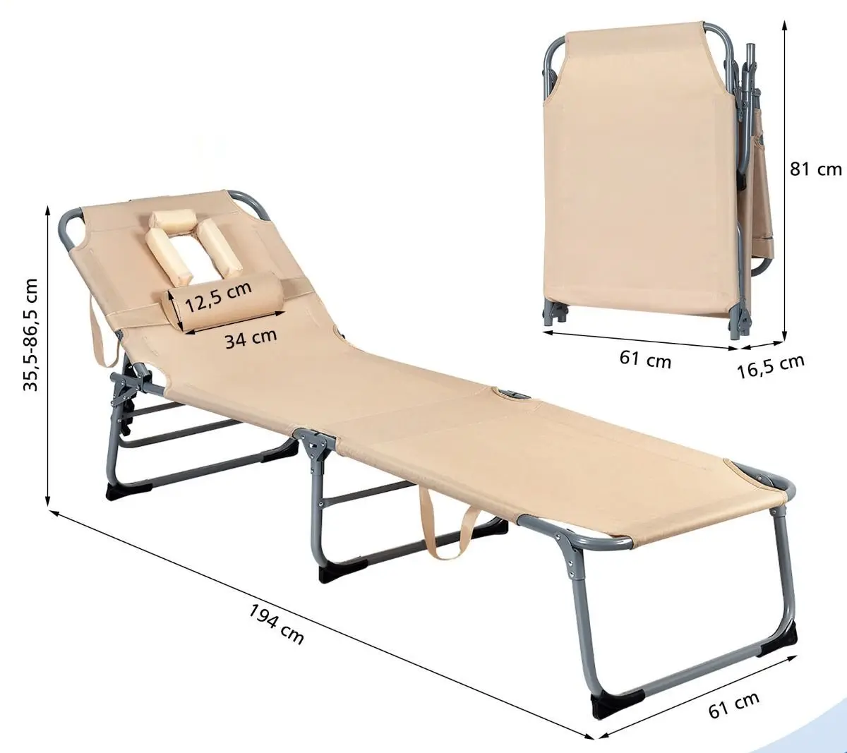 Шезлонг Costway OP70561SA (Beige)