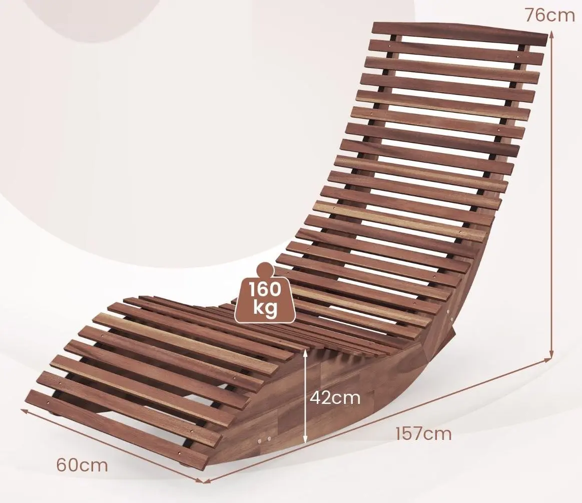 Шезлонг-качалка Costway NP11504 (Brown) - 4