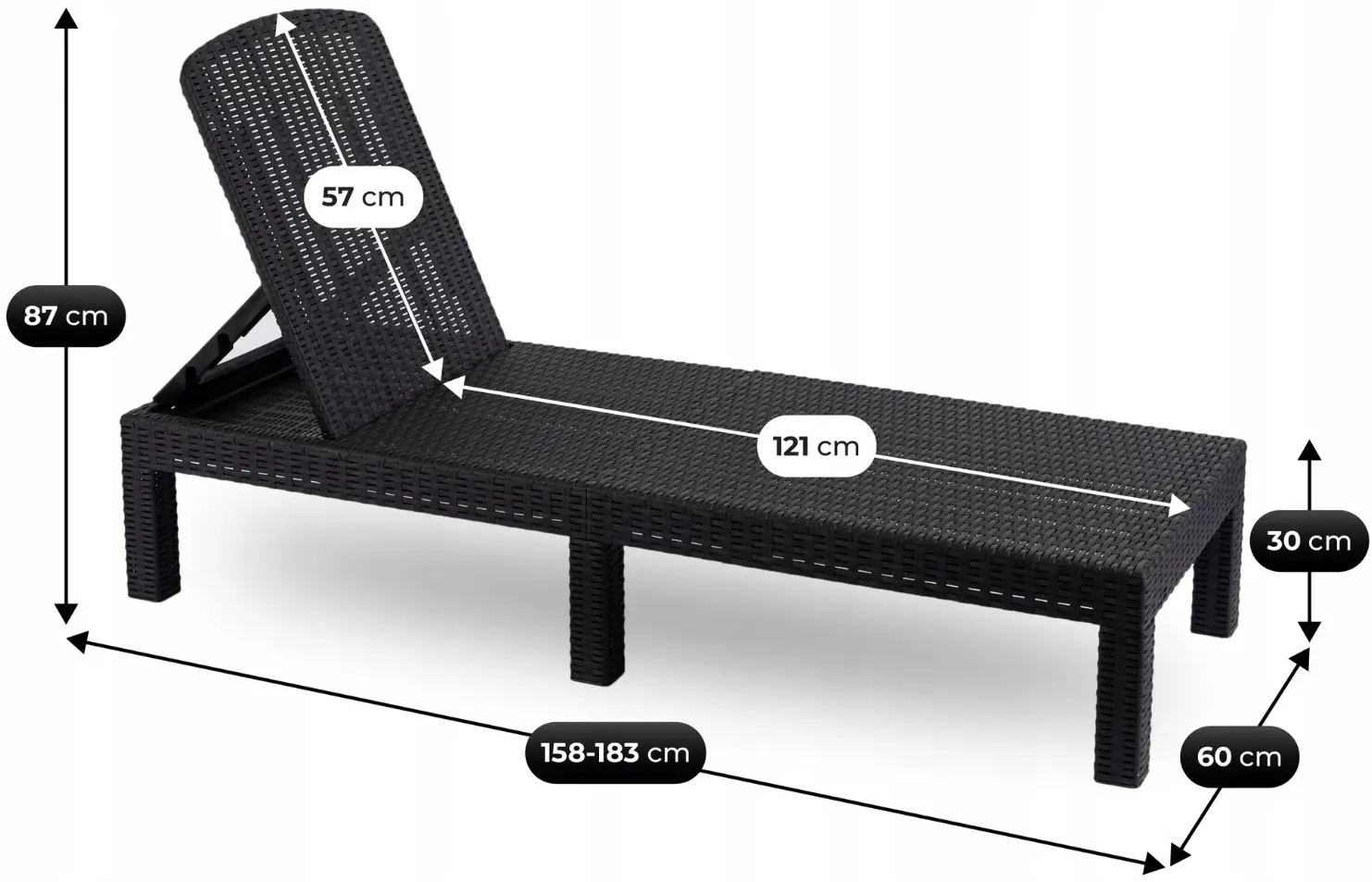 Шезлонг Mebel Elite Arizona (Black) - 7