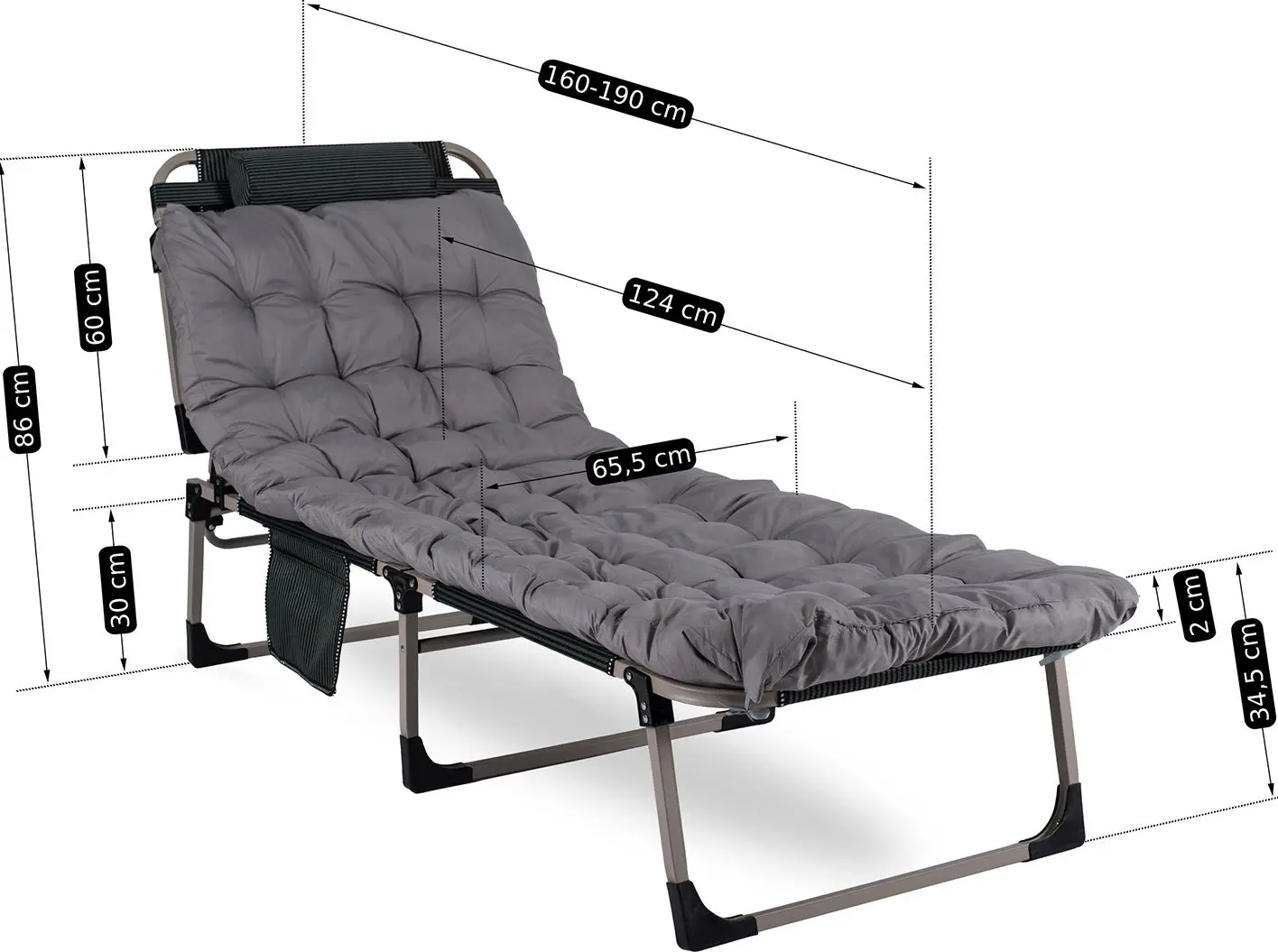 Шезлонг Mebel Elite Venus (Grey/Black)