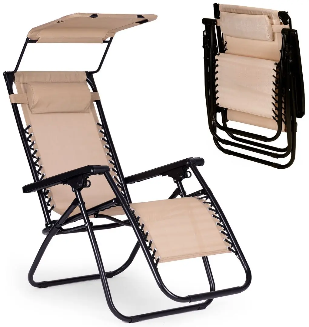 Шезлонг с тентом Modern Home Zero Gravity ZRL009 (Beige/Black)