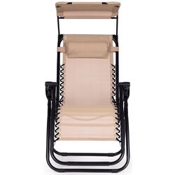 Шезлонг с тентом Modern Home Zero Gravity ZRL009 (Beige/Black) Thumb
