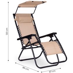 Шезлонг с тентом Modern Home Zero Gravity ZRL009 (Beige/Black) Thumb